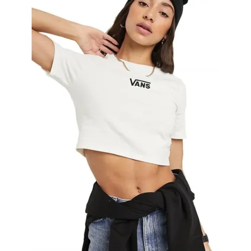 Vans , Flying V Crop Crew Sport T-Shirt ,White female, Sizes: