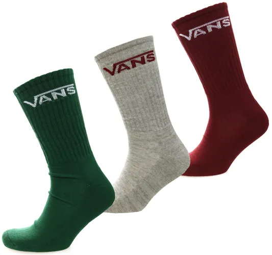 Vans Green / Grey / Red Classic Crew Socks (3 Pairs)
