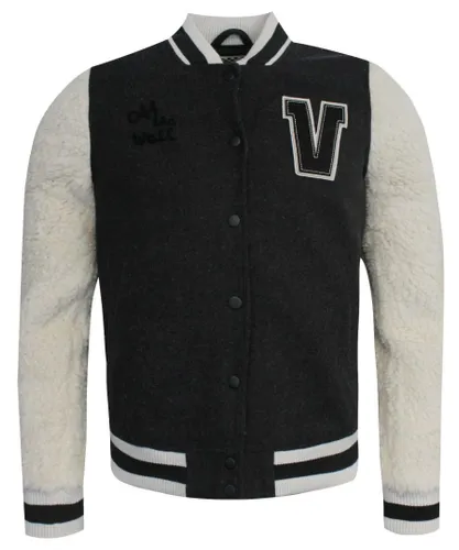 Vans Mens Off The Wall University Fleece Zip Up Varsity Jacket 2Y7875 A41E A113B - Grey Textile