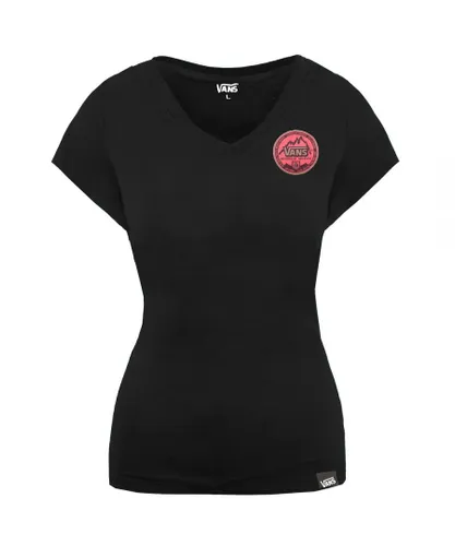 Vans Mountain Edition Short Sleeve Black V-Neck Womens T-Shirt VQWJ6U0 Cotton