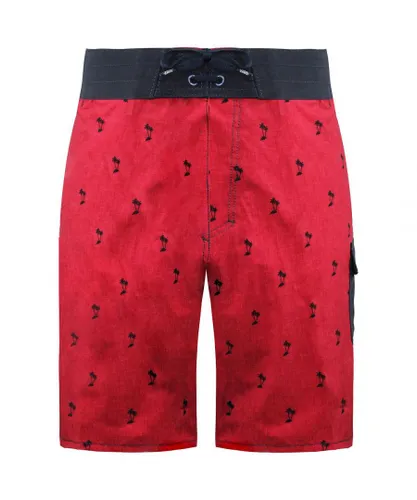 Vans Off The Wall Adjustable Waist Red/Navy Mens Palm Print Shorts VN 0WCPCPE
