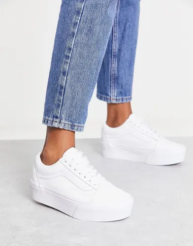 Vans Old Skool Stackform trainers in triple white leather Exclusive at ASOS