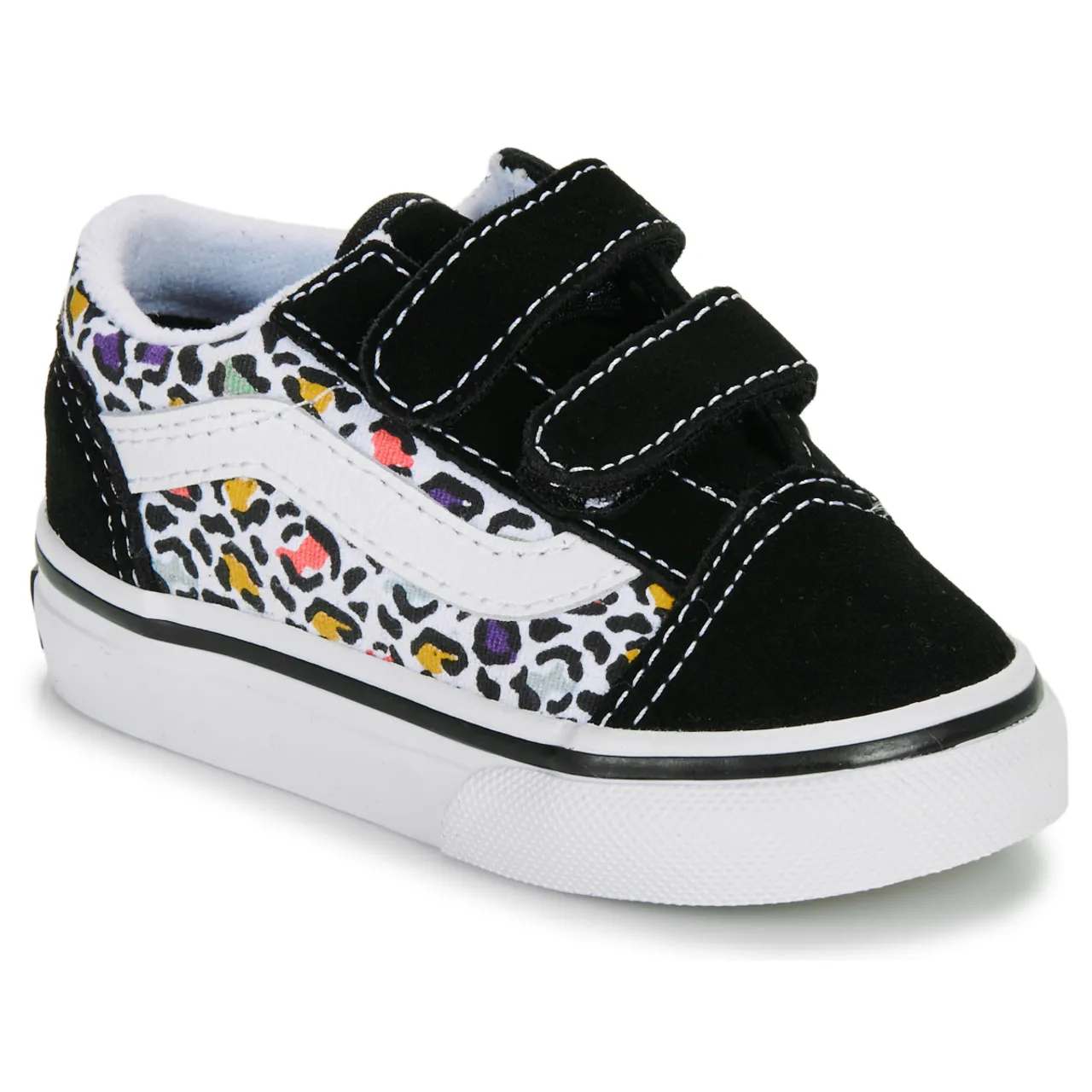 Vans  Old Skool V ANIMAL POP BLACK/MULTI  girls's Children's Shoes (Trainers) in Black