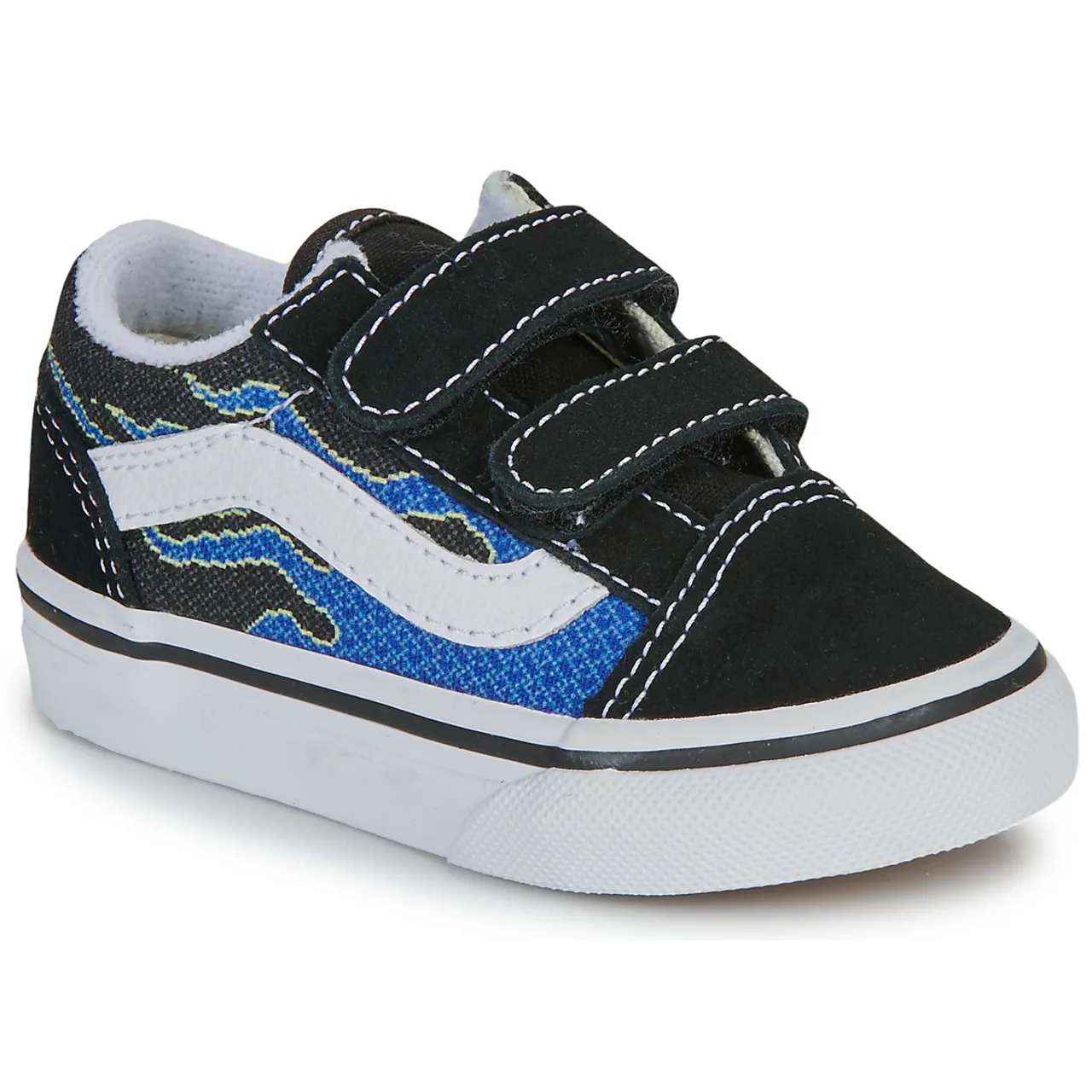 Vans  Old Skool V PIXEL FLAME BLACK/BLUE  boys's Children's Shoes (Trainers) in Black