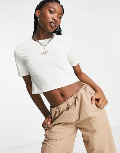 Vans Oval Sporty crop t-shirt in white Exclusive at ASOS