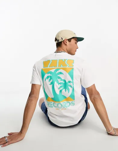 Vans record palm back print t-shirt in white