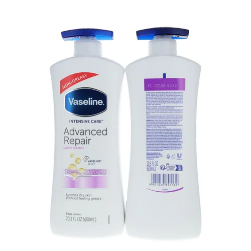 Vaseline Intensive Care Advance Repair Body Lotion 600ml - Unscented for Dry Skin