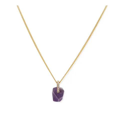 Vedder & Vedder , Amethyst Gold Necklace ,Yellow female, Sizes: ONE SIZE