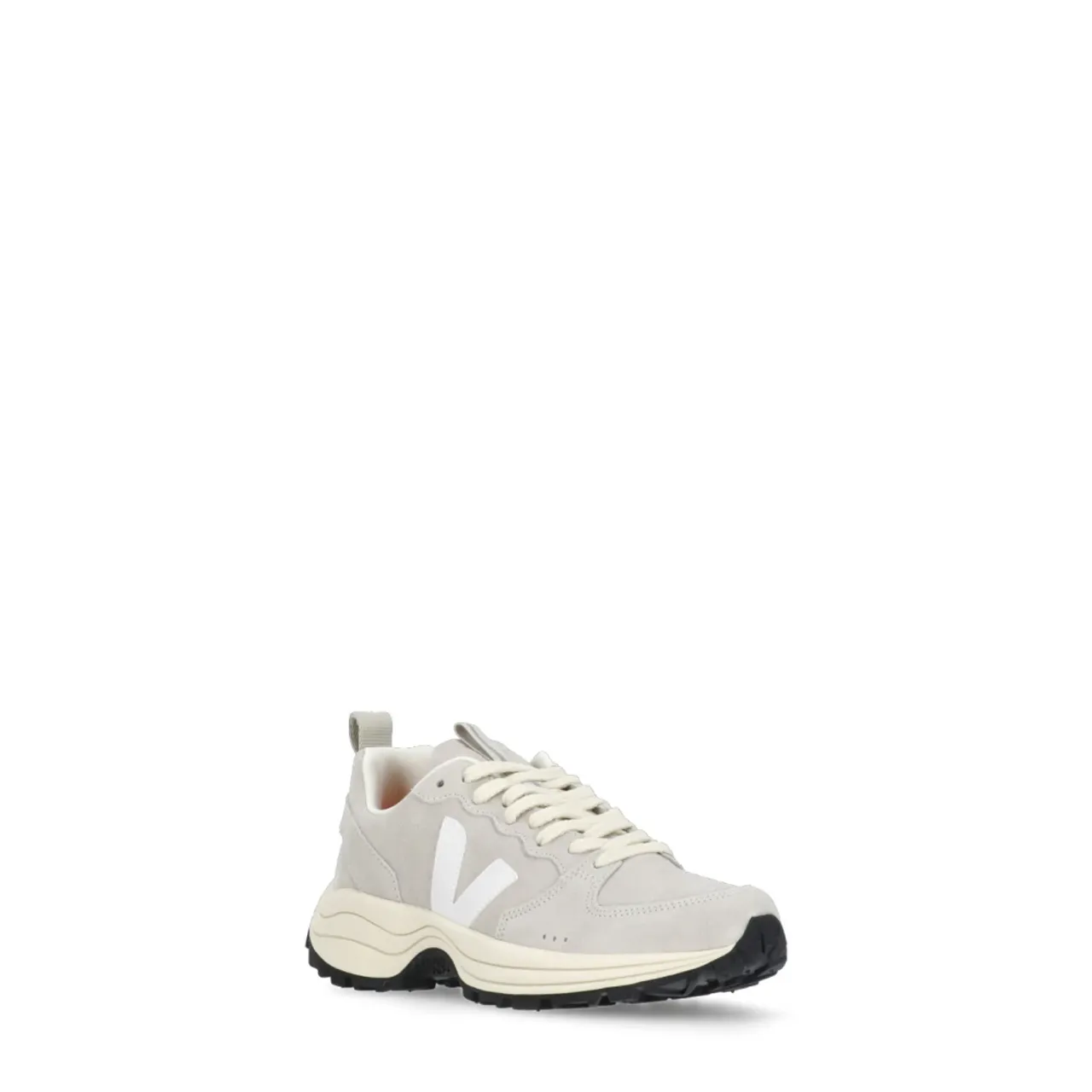 Veja , Grey Leather Sneakers Round Toe Lace-Up ,Gray female, Sizes: