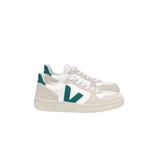 Veja , Vx0102796B white mesh+beige green logo sneakers ,White male, Sizes: