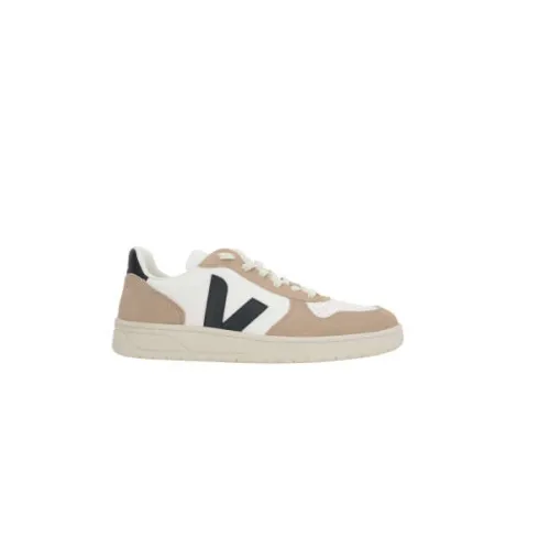 Veja , White and Beige Low-Top Sneakers with Contrast Heel ,White male, Sizes: