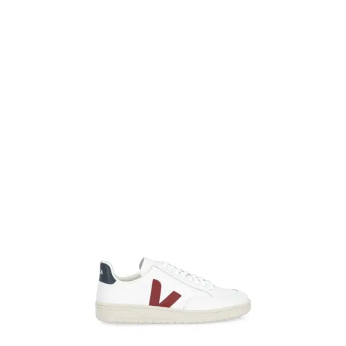 Veja , White Leather Sneakers Round Toe Logo ,White male, Sizes: