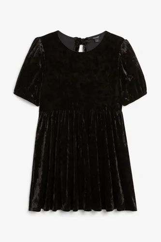 Velvet babydoll mini dress - Black
