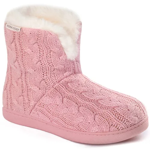 VeraCosy Ladies' Cosy Cable Knit Memory Foam Slipper Boots