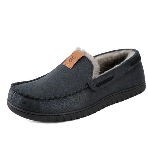 VeraCosy Men's Slippers Faux Suede Moccasin Memory Foam