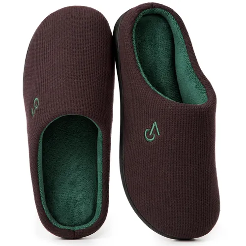 VeraCosy Mens Two-Tone Slippers Coffee