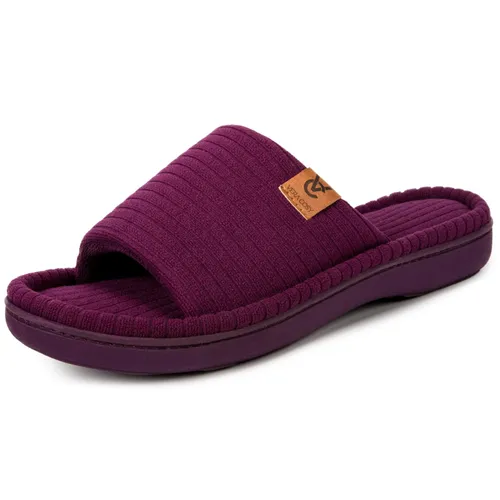 VeraCosy Womens Open Toe Slippers Terry Cloth Memory Foam