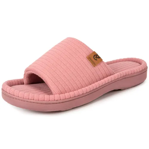 VeraCosy Womens Open Toe Slippers Terry Cloth Memory Foam