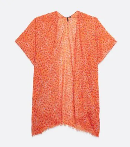 Vero Moda Bright Orange Floral Long Poncho New Look