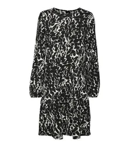 Vero Moda Curve Black Abstract Jersey Long Puff Sleeve Mini Dress New Look