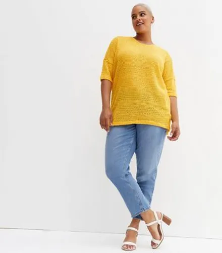 Vero Moda Curve Pale Yellow Crochet Top New Look