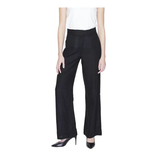 Vero Moda , Plain Trousers with Zip and Button Fastening ,Black female, Sizes: