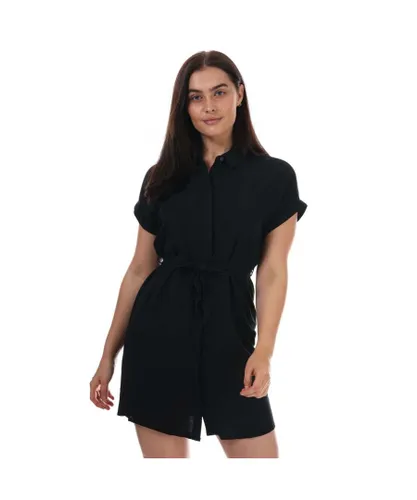 Vero Moda Womenss Easy SS Shirt Dress in Black Viscose