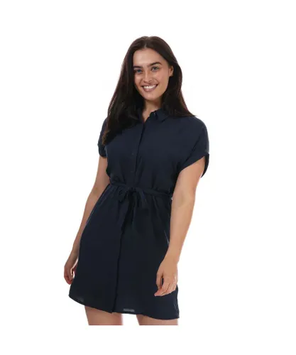 Vero Moda Womenss Easy SS Shirt Dress in Navy Viscose