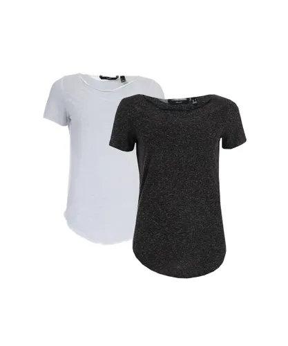 Vero Moda Womenss Lua 2-Pack T-Shirt in Black-White