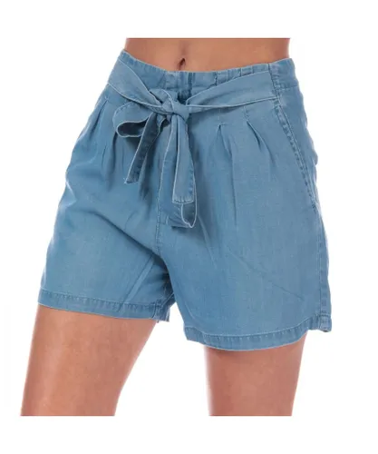 Vero Moda Womenss Mia High Rise Loose Summer Shorts in Light Blue Viscose