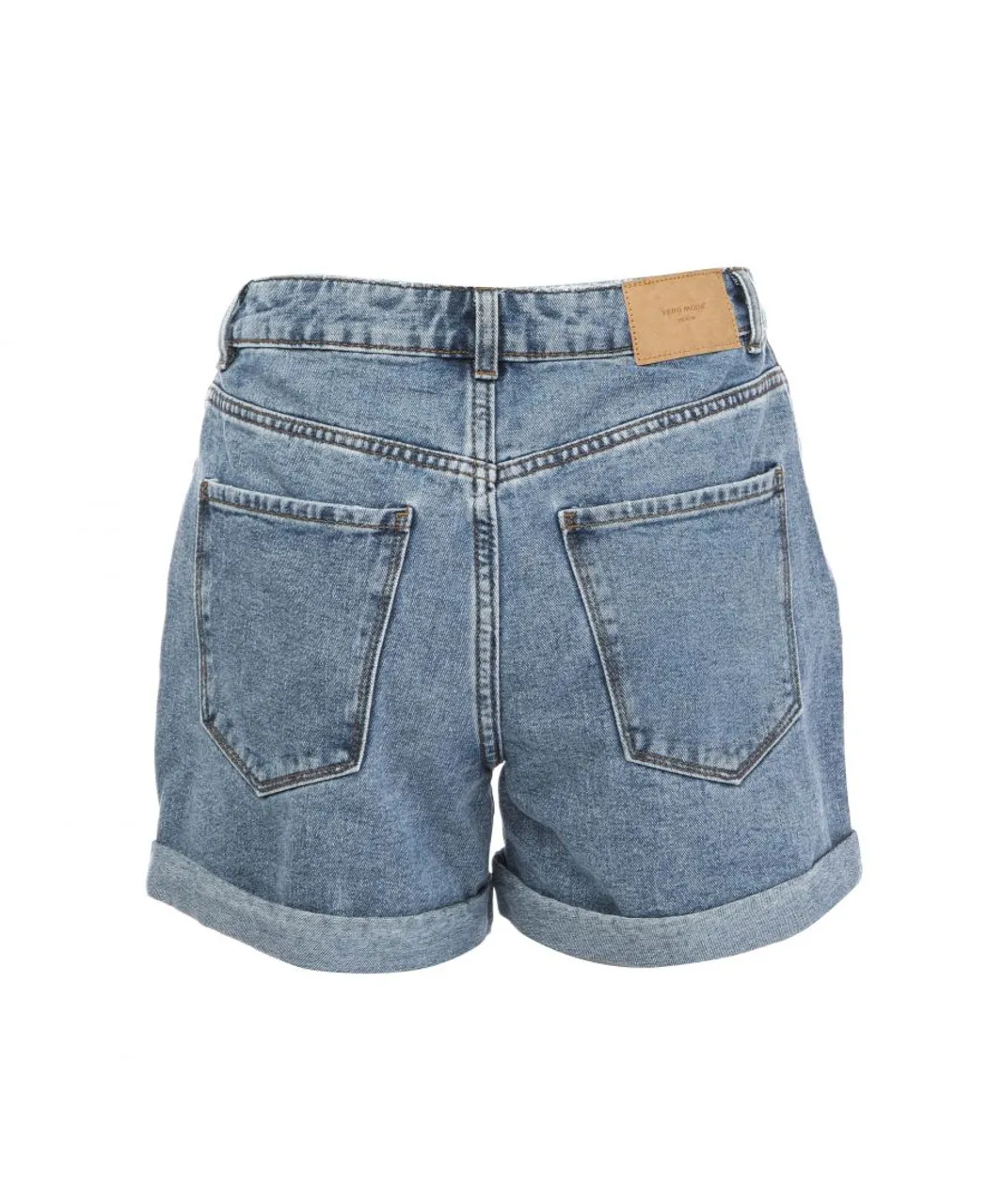 Vero Moda Womenss Zuri High Rise Loose Denim Shorts in - Blue Cotton