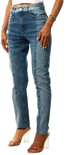 Veromoda Blue / Medium Blue Denim High Waist Ankle Straight Fit Jeans