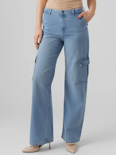 Veromoda Blue / Medium Blue Denim North Loose Fit Mid Rise Jeans