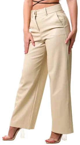 Veromoda Grey / Birch Olivia Wide Leg Fit Mid Waist Trousers