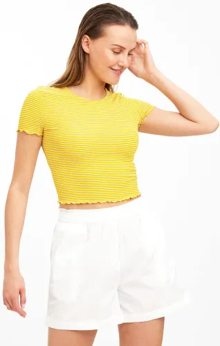 Veromoda Yellow / Amber Yellow Crop T-Shirt