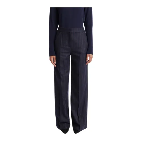 Veronica Beard , Pinstriped Wide Trousers ,Blue female, Sizes: