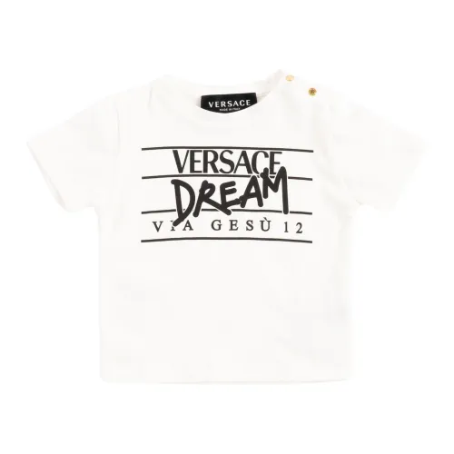 Versace , 1000102-1A03627 Short Sleeve T-Shirt ,White male, Sizes: