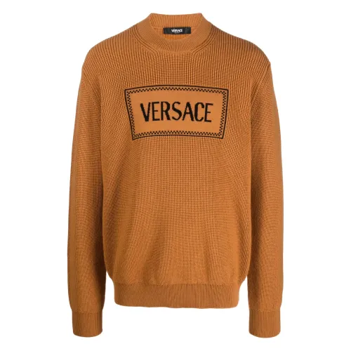 Versace , 90S Vintage-Logo Jumper ,Orange male, Sizes: