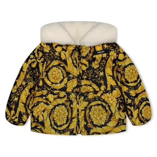 VERSACE All Over Barocco Print Coat Infant Girls - Gold