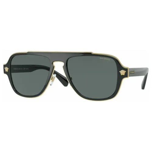 Versace , Aviator Black Polarized Sunglasses ,Black male, Sizes: