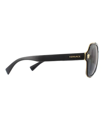 Versace Aviator Mens Black Grey Polarized Sunglasses Metal - One