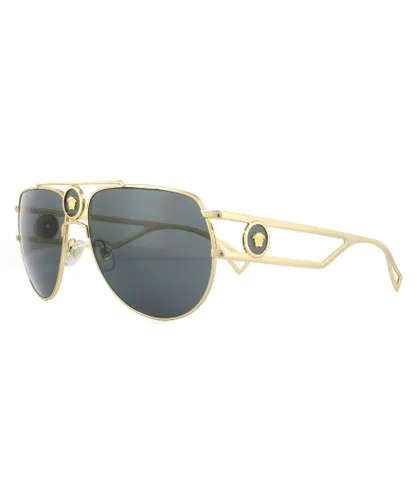 Versace Aviator Unisex Gold Grey Sunglasses Metal - One