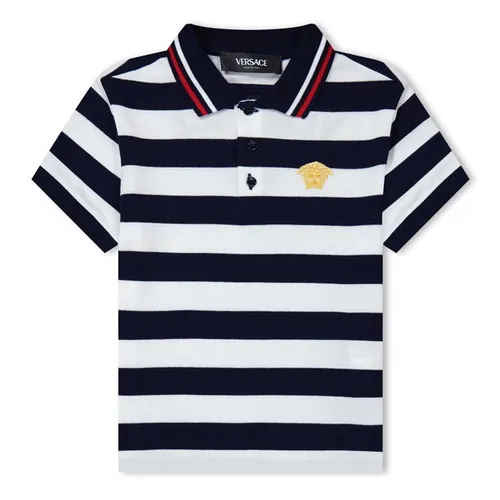VERSACE Baby Boys Nautical Logo Stripe Polo Shirt - Blue