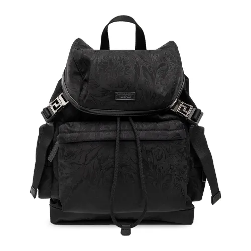 Versace , Backpack with logo ,Black male, Sizes: ONE SIZE