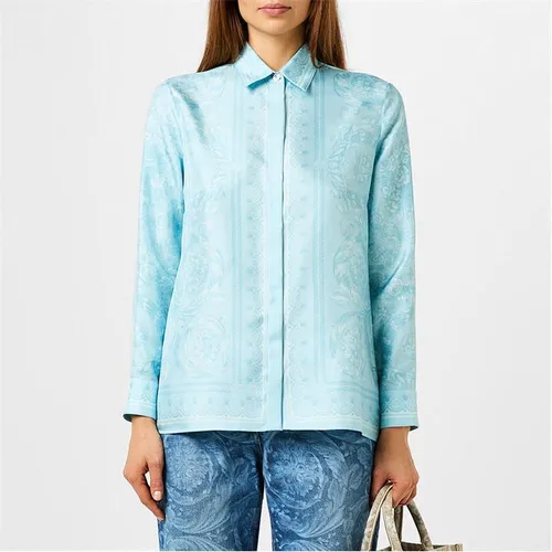 VERSACE Barocco Silk Shirt - Blue