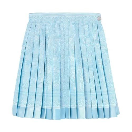 Versace , Baroque 92 Print Mini Skirt ,Blue female, Sizes: