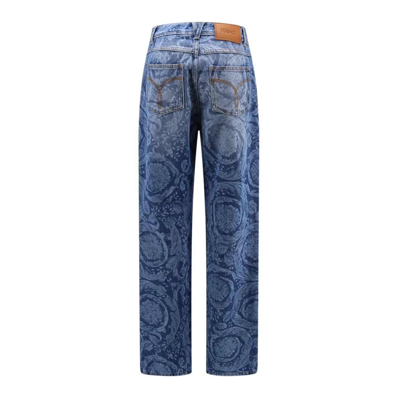 Versace , Baroque Laser Print Jeans with Medusa Details ,Blue female, Sizes:
