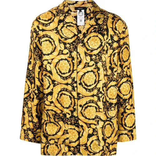 Versace , Baroque Pattern Silk Shirt ,Multicolor male, Sizes: