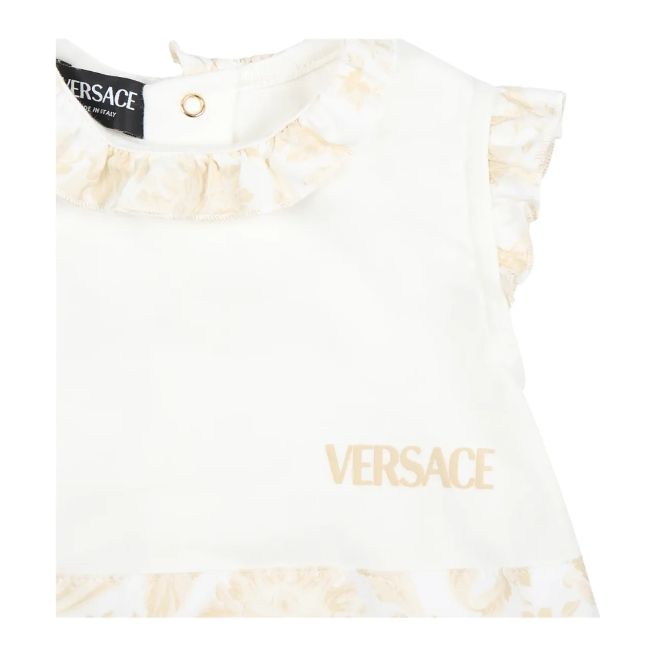Versace , Beige Cotton Romper with Baroque Print ,Beige female, Sizes: