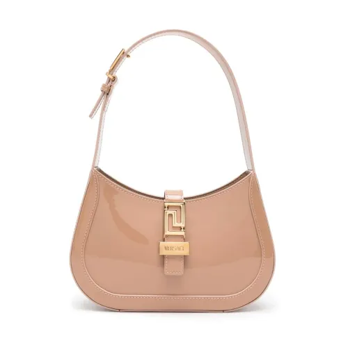 Versace , Beige 'Hobo' Goddess Bag with Gold Logo ,Beige female, Sizes: ONE SIZE